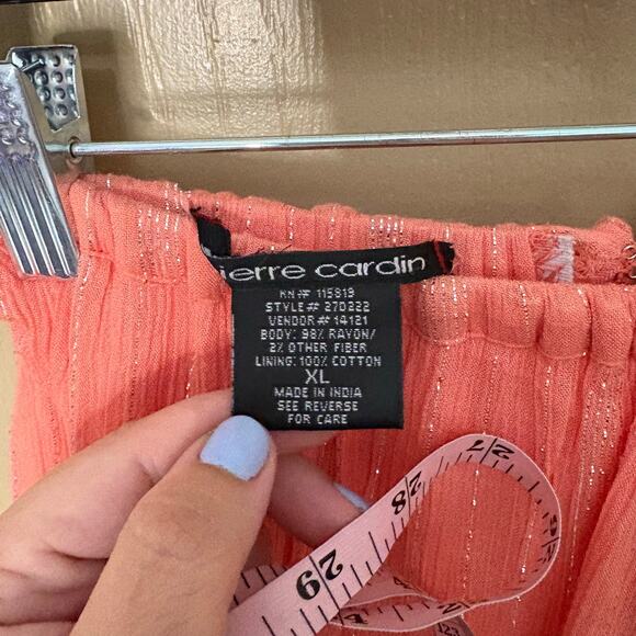 Pierre Cardin Pink Coral Shimmer Skirt Flowy - Picture 4 of 7